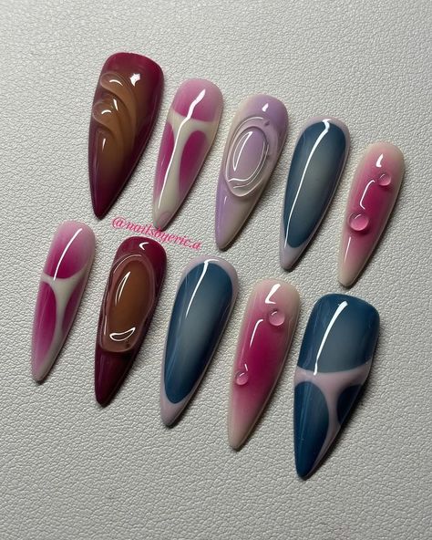 Nail Color Palette Ideas, Inverted Nail Designs, Textured Nail Art, Fake Nails Designs, Spring Nail Designs, Classy Acrylic Nails, Puff Dress, Pretty Gel Nails, Really Cute Nails