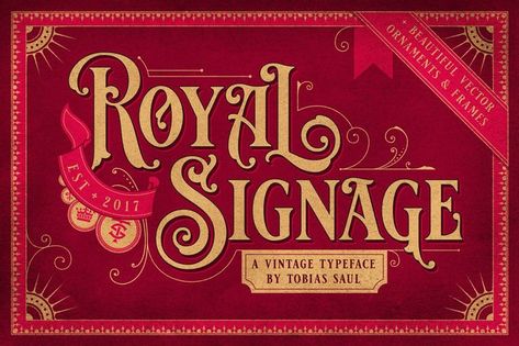 Are you working on royal theme design project and looking for perfect font? Then, You have come at right spot. Here we have an ideal selection of royal fonts for your upcoming graphic designs projects such as logos, poster, business cards, etc.. based on royal subject. Fonts are one of the most important elements in […] The post 20+ Best Royal Fonts For Designers 2019 appeared first on Templatefor. Grungy Paper Texture, Victorian Fonts, Font Guide, Interior Vintage, Vintage Font, Display Fonts, Ornament Frame, Web Banner Design, Vintage Fonts