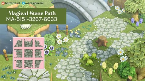 Moss Stone Path Animal Crossing, Animal Crossing Fairy Path Code, Stone Path Design Animal Crossing, Acnh Chalk Designs, Acnh Magical Path, Acnh Stone Path Design, Acnh Stone Path Design Code, Stone Path Animal Crossing New Horizon, Animal Crossing Summer Path