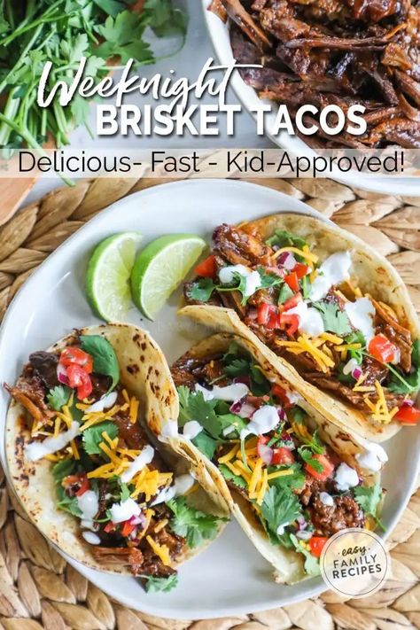 Beef Brisket Tacos Recipes, Leftover Brisket Recipes Easy Meals, Bbq Brisket Tacos, Easy Beef Tacos, Brisket Tacos Recipe, Beef Brisket Tacos, Cookout Foods, Taco Recipes Mexican, Toasted Corn