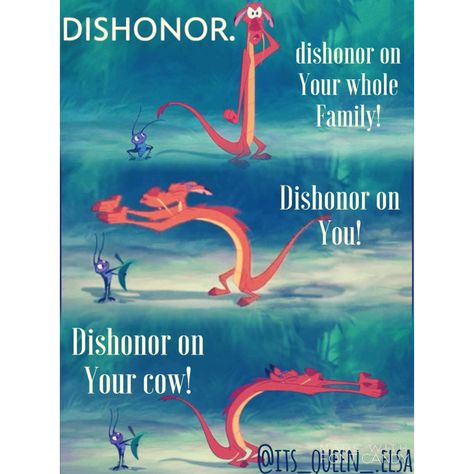 Mulan edit 👏🏻❤️ dishonor on your cow! My edit give credit if use Instagram its_queen_.elsa Cow Meme, Dishonor On Your Cow, Dishonored, Queen Elsa, Mulan, Memes Quotes, Pixar, Cow, Queen