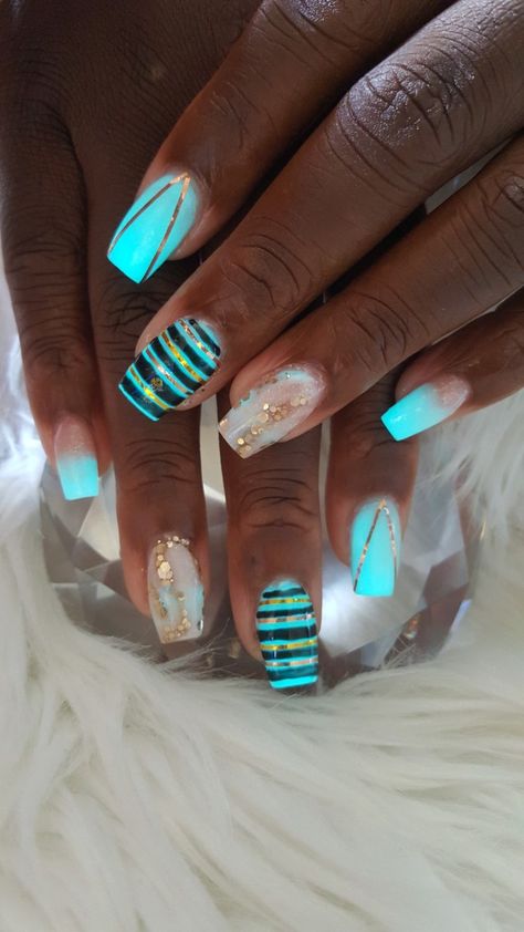 Turquoise Nails Designs Aqua, Tiffany Blue Nails Design, Tourquise Nails, Aqua Blue Nails, Aqua Nails Design Ideas, Cruise Nails Caribbean, Turquoise Nail Designs, Tiffany Blue Nails, Cowboy Nails