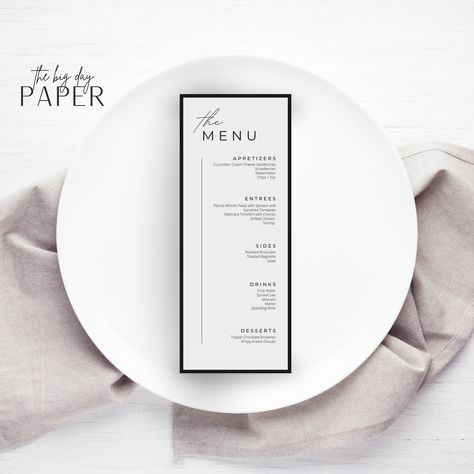 "DESCRIPTION This is a customizable minimalist wedding menu design/template (two versions), from our BOHO collection and it is accessed through Canva. You can edit on most phones, tablets, and desktop/laptops. No installation of any software or fonts is necessary. You just need to open the PDF document you receive through email after your purchase and click on the link at the bottom to access your template. Download and print at home, your local print shop or online printer, or send in an email or text!  You can use this link to view the design! https://www.canva.com/design/DAFMDUXxasA/br4YHlAFp0fuImhci6Io2Q/view?utm_content=DAFMDUXxasA&utm_campaign=designshare&utm_medium=link&utm_source=publishsharelink The matching bar menus:  https://www.etsy.com/listing/1530914683/two-designs-for-minim Wedding Menu Design, Wedding Menus Design, Boho Fonts, Bar Menu Wedding, Menu Design Template, Wedding Menu Template, Text Background, Minimal Wedding, Bar Menu