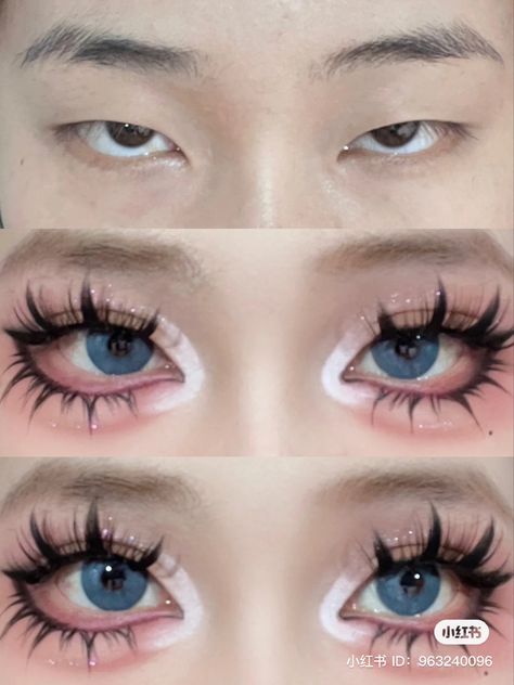 Douyin Cosplay Makeup, Genshin Eye Makeup, Anime Eyes Makeup Cosplay, Cute Cosplay Makeup, Kawaii Eye Makeup, Cosplay Eye Makeup, Cosplay Eyes, Anime Eye Makeup, Gyaru Makeup