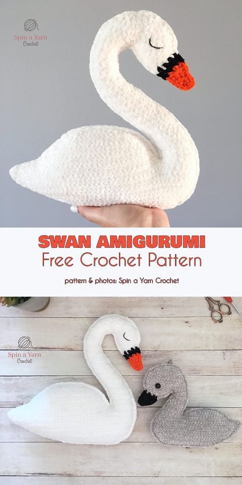 Swan Amigurumi Free Crochet Pattern Swan Amigurumi, Crochet Swan, Crochet Bird Patterns, Crochet Bird, Crochet Bracelet Pattern, Crochet Animal Amigurumi, Free Crochet Bag, Crochet Birds, Amigurumi Animals