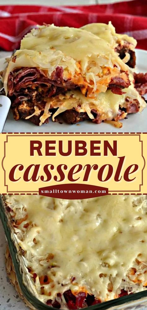 REUBEN CASSEROLE, Dinner idea, casserole recipe, easy main dish Reuben Recipe, Reuben Casserole, Canned Corned Beef, Easy Main Dishes, Thousand Island, Corned Beef Recipes, Classic Sandwich, Thousand Island Dressing, Rye Bread