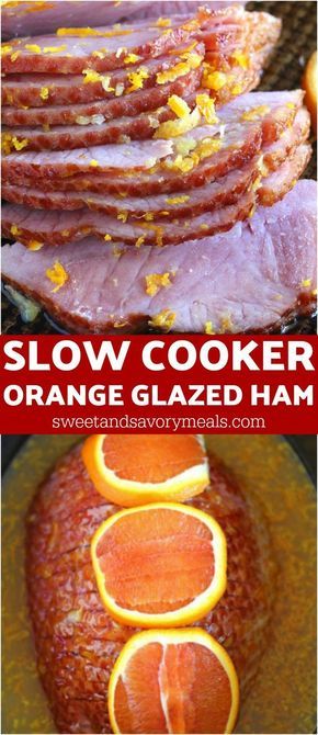 Slow Cooker Brown Sugar Ham with Orange Glaze is an amazingly flavorful and refreshing way to easily cook ham to juicy perfection in your slow cooker. #ham #hamrecipes #slowcooker #easter #easterrecipes Cooking Ham In Crockpot, Orange Glazed Ham, Cook Ham, Ham Recipes Crockpot, Slow Cooker Ham Recipes, Sugar Ham, Orange Juice Recipes, Brown Sugar Ham, Ham Glaze Recipe