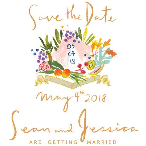 Jolly Edition Blog Post October 2017 Hawaiian Save the Date design with illustrated crest by @jollyedition Wedding Crests, Save The Date Illustrations, Jolly Edition, Save The Date Design, Date Design, Gifts For The Home, Save The Date Designs, Wedding Elements, Baltimore Wedding