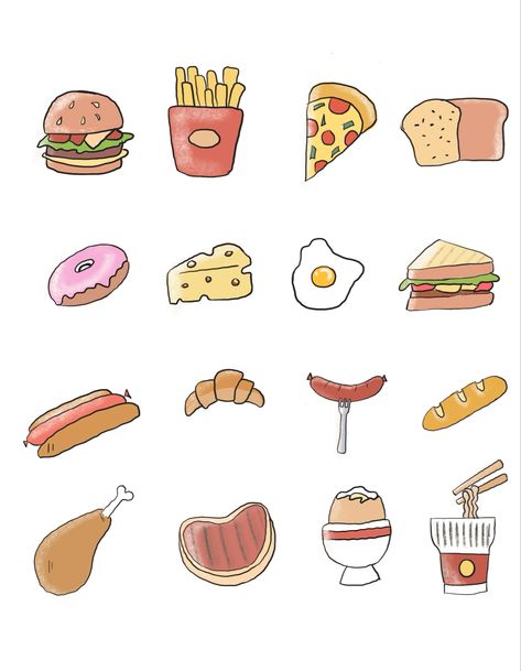 food drawings, doodle art, digital art 🫶 Food Doodle Art, Fast Food Drawing, Doodle Art Digital, Notebook Drawings, Food Doodle, Food Doodles, Notebook Drawing, Food Drawings, Doodle Ideas