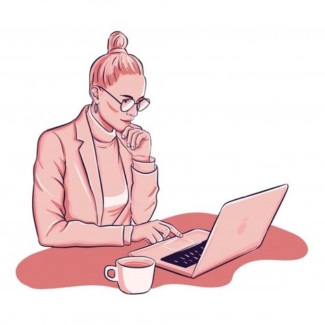 Woman is working on laptop deinking coff... | Free Vector #Freepik #freevector #computer #woman #girl #office Laptop Drawing, Working On Laptop, Computer Drawing, Work From Home Companies, Working Drawing, Woman Drawing, Girls Illustration, Photo Images, Cartoon Pics