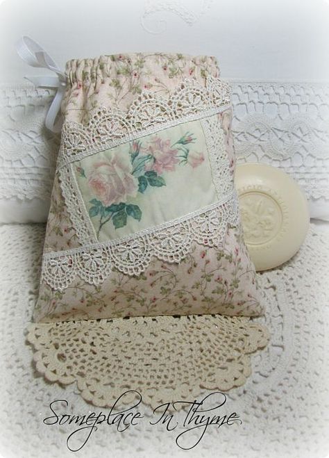 Shabby Chic Bags, Chic Purses, Jean Purse, Shabby Chick, Drawstring Purse, Sachet Bags, Crochet Work, Soap Handmade, Summer Ideas