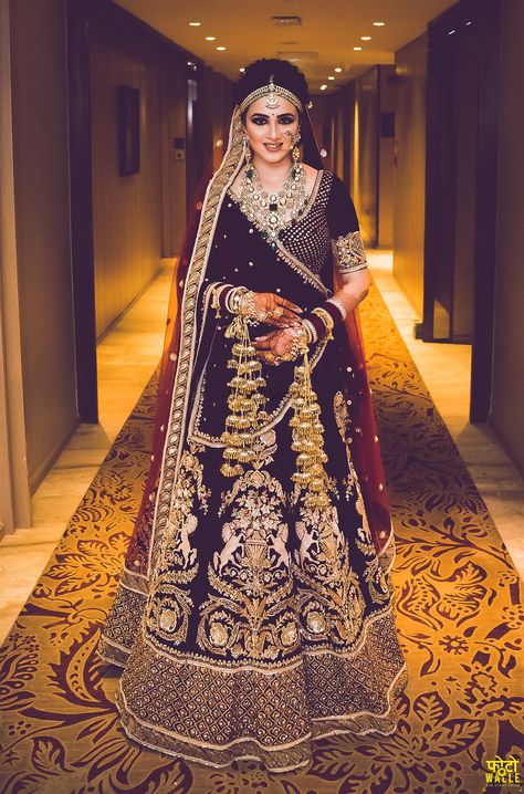 Don't we love this sabyasachi bride!  #sabyasachi #indianbride #indianwedding #weddingdress #wedding #bride Wine Colour Lehenga, भारतीय दुल्हन संबंधी, Designer Bridal Lehenga Choli, Wine Colour, Sabyasachi Bride, Latest Bridal Lehenga, Indian Bridal Photos, Wedding Lehenga Designs, Indian Bride Outfits