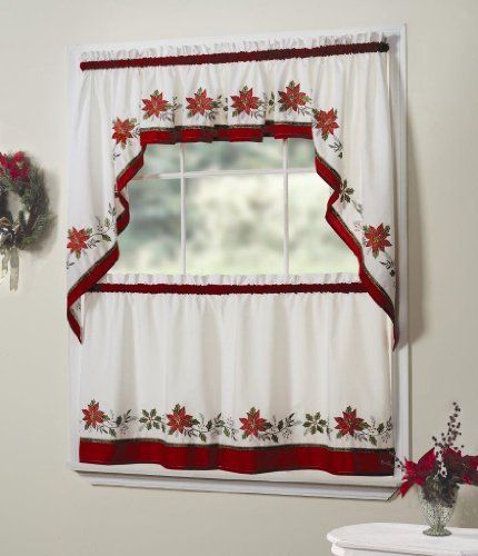 Christmas Kitchen Curtains, Country Kitchen Curtains, Kitchen Curtains And Valances, Target Kitchen, Kitchen Curtain Sets, Tier Curtains, Kitchen Valances, Kitchen Curtain, Red Curtains