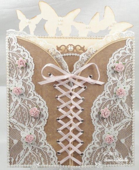 Taras Studio - Card Jan 2013  img 1 Studio Cards, Dress Card, Shabby Chic Cards, Paper Crafting Ideas, Fancy Fold Cards, Craft Studio, Valentine Card, Pretty Cards, Creative Cards