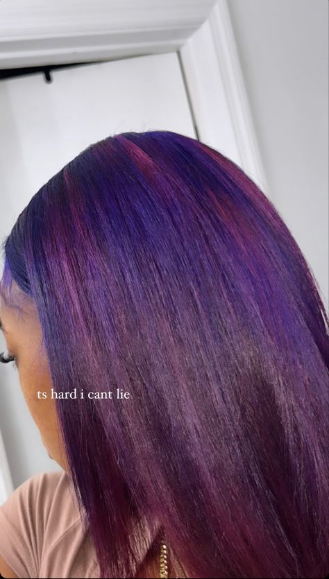 Purple Dyed Hair Black Women, Dark Purple Hair Black Women, Purple Hairstyles For Black Women, Vivid Purple Hair, Purple Hair Black Women, Luv Is Rage, Flips Hair, Dyed Hair Ideas, Weekend Hair