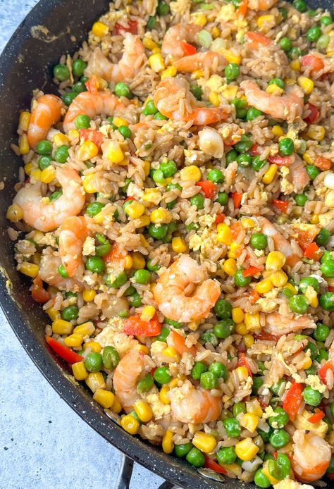 The Best Shrimp Fried Rice Recipe (Easy!) - The Tasteful Tribe Shrimp Fried Rice Recipe Easy, Easy Shrimp Fried Rice Recipe Simple, Best Shrimp Fried Rice, Shrimp Fried Rice With Yum Yum Sauce, Shrimp Rice Recipe, Authentic Shrimp Fried Rice, Cabbage Fried Rice, Quinoa Shrimp Fried Rice, Cabbage Fried