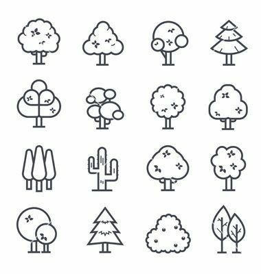 Tree Cute Drawing, Tree Easy Drawing, Tree Cartoon, Silhouette Cameo 4, Tree Doodle, Cute Tree, Tree Icon, Sketch Notes, Easy Doodle Art