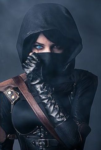 Black leather and hood A Black, A Woman, Black