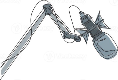 Single continuous line drawing studio microphone. Condenser mic for studio recording voice. Sound recording equipment. Technology object. Dynamic one line draw graphic design illustration Microphone Sketch, Microphone Drawing, Body Bases, Drawing Studio, Producer Studio, Studio Microphone, Arm Drawing, Hip Hop Artwork, Continuous Line Drawing