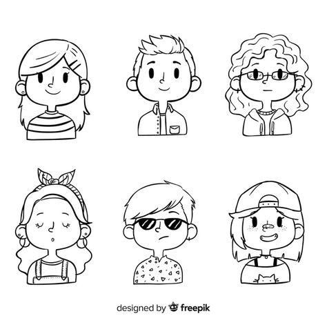 Cartoon people avatar pack Free Vector People Avatar, Portrait Illustrator, Doodles Bonitos, Doodle People, Dibujo Simple, Regnul Animal, 얼굴 그리기, Cartoon People, Cartoon Faces