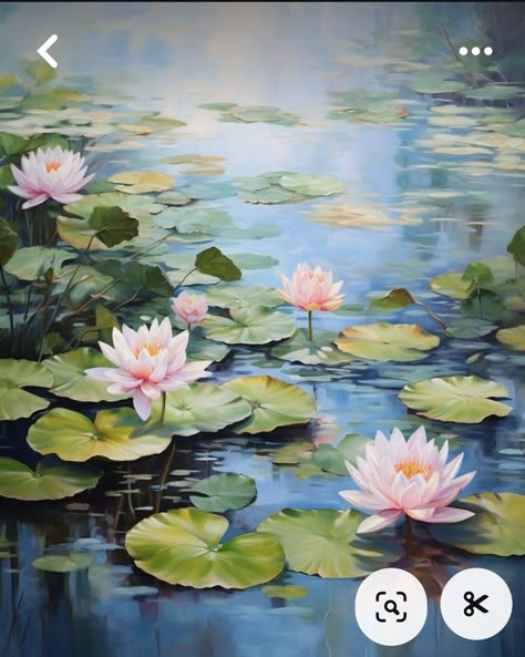 Lily Pad Painting, Oil Painting Easy, Water Lilies Art, Pond Lily, Water Lilies Painting, Diy Oil Painting, Lotus Painting, Lotus Flower Art, Water Lily Pond