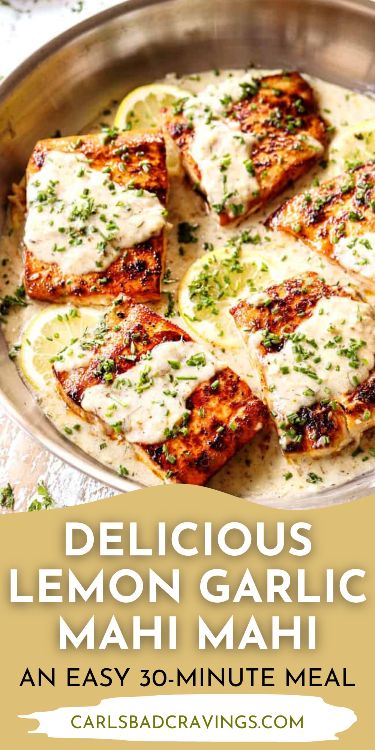 Mahi Mahi Recipes Baked, Lemon Garlic Cream Sauce, Healthy Fish Dinners, Mahi Mahi Recipe, Mahi Mahi Fish, Mahi Mahi Recipes, Mahi Fish, Unique Dinner Recipes, 30 Minute Meals Easy