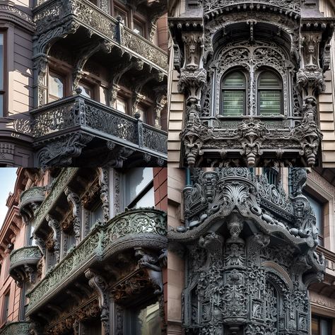 Cast-iron architecture style in Midjourney AI (V5.1, V5, V4, niji 5) | Genres + Art Movements | Architectural Genres | Architectural style | Cast-iron architecture is a building or other structure (like a bridge or fountain) that has been constructed in whole or in part with prefabricated cast iron. The use of cast iron for building was most popular in the 1800s. | Andrei Kovalev's Midlibrary Cast Iron Building, Iron Architecture, Cast Iron Architecture, Neo Romantic, Art Movements, Classical Elements, Hieronymus Bosch, Rene Magritte, Cyberpunk Character