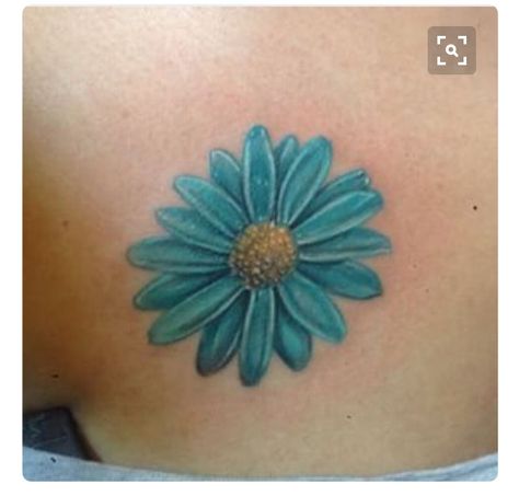 Blue Daisy Turquoise Flower Tattoo, Wildflowers Tattoos, Nola Tattoo, Turquoise Tattoo, Gerbera Daisy Tattoo, Daisy Flower Tattoo, Team Tattoo, Small Daisy Tattoo, Blue Flower Tattoos