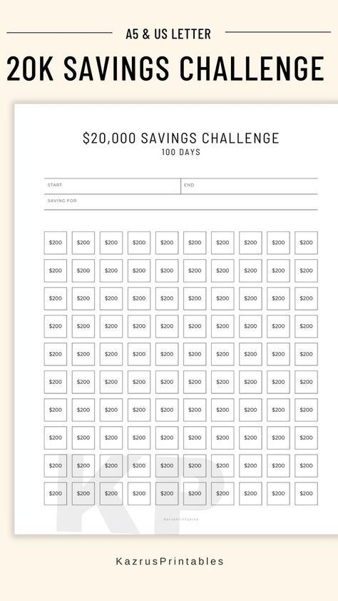 savings tracker Savings Challenge 100 Days, Year Savings Challenge, 20k Savings Challenge, Vacation Savings Challenge, Money Saving Challenge Printable, Saving Challenge Printable, Saving Money Chart, Savings Chart, Money Chart