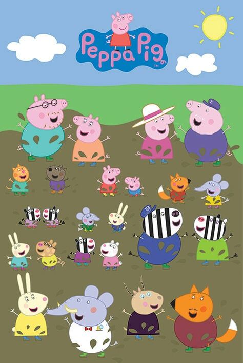 All Peppa Pig Characters Peppa Pig Characters, Peppa Pig Drawing, Peppa Pig Imagenes, Heo Peppa, Peppa Pig Party Decorations, Peppa Pig Teddy, Peppa Pig Cartoon, Papa Pig, Muddy Puddle