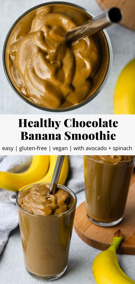 Nutritious Chocolate Banana Avocado Smoothie | Walder Wellness, RD Spinach Chocolate Smoothie, Thick Smoothie Recipes, Healthy Brekkie, Banana Avocado Smoothie, Toddler Smoothie Recipes, Walder Wellness, Smoothie Chocolate, Clean Cocktails, Milkshake Smoothie