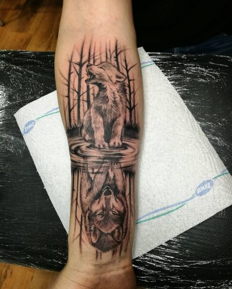 10 Best Baby Wolf Tattoo Ideas That Will Blow Your Mind! | Outsons | Men's Fashion Tips And Style Guides Wolf Related Tattoos, Guys Sleeve Tattoos Ideas, Men Tattoo Ideas Wolf, Men Tattoo Wolf, Tattoo Ideas For Man Arm, Ideas For Tattoos Men, Sleeve Tattoo Themes For Women, Best Man Tattoo, Manly Tattoos Ideas