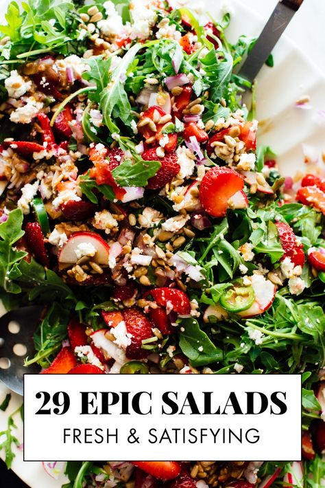 Best Hearty Salads, Easy Fast Salads, Tik Tok Chopped Salad Recipes, Hearty Salads Vegetarian, Salad To Go With Pasta, Hearty Salads Dinners, Low Calorie Salad Recipes, Fresh Summer Recipes, Hearty Salad Recipes