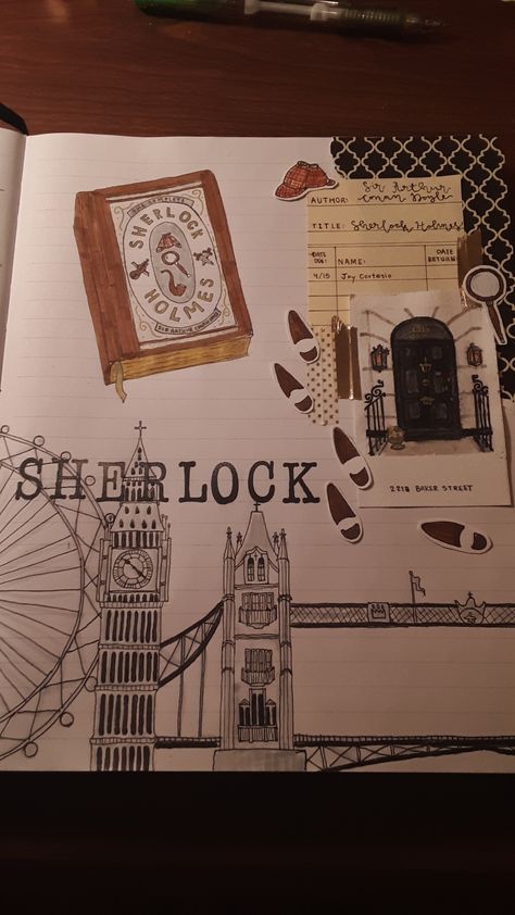 Sherlock Holmes Printables, Sherlock Holmes Journal Ideas, Sherlock Holmes Book Aesthetic, Sherlock Holmes Drawing, Sherlock Holmes Sketch, Sherlock Holmes Journal, Newspaper Sherlock Holmes, Sherlock Holmes Original Illustrations, Sherlock Holmes Book Cover