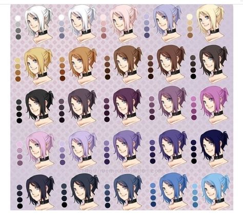 Kny Color Palette, Brown Hair Color Palette, Anime Hair Color Palette, Anime Hair Color Ideas, Hair Color Swatches, Digital Art Tutorial Beginner, Anime Purple Hair, Anime Hair Color, Pelo Anime