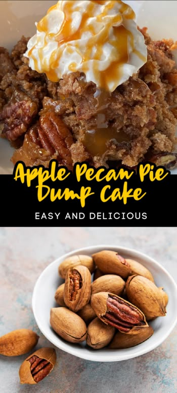 Pecan Pie Dump Cake, Pecan Pie Cake Recipe, Apple Pecan Pie, Easy Dump Cake Recipe, Pecan Pie Cake, Pecan Cobbler, Dump Cake Pumpkin, Apple Dump Cakes, Dump Meals