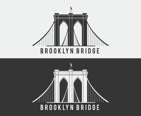 Brooklyn Bridge Tattoo, Bridge Silhouette, Icons Hand Drawn, Bridge Tattoo, Vintage Logo, Brooklyn Bridge, Letter Logo, Atari Logo, Figure Drawing