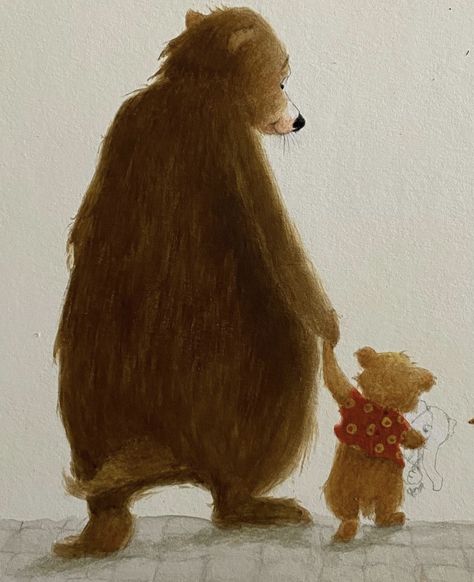 Cute Bear Illustration, Mom Illustration, Winnie The Pooh Pictures, Kids Illustration, Gouache Illustrations, Graphic Arts Illustration, Bear Illustration, Book Illustration Art, Sketch A Day