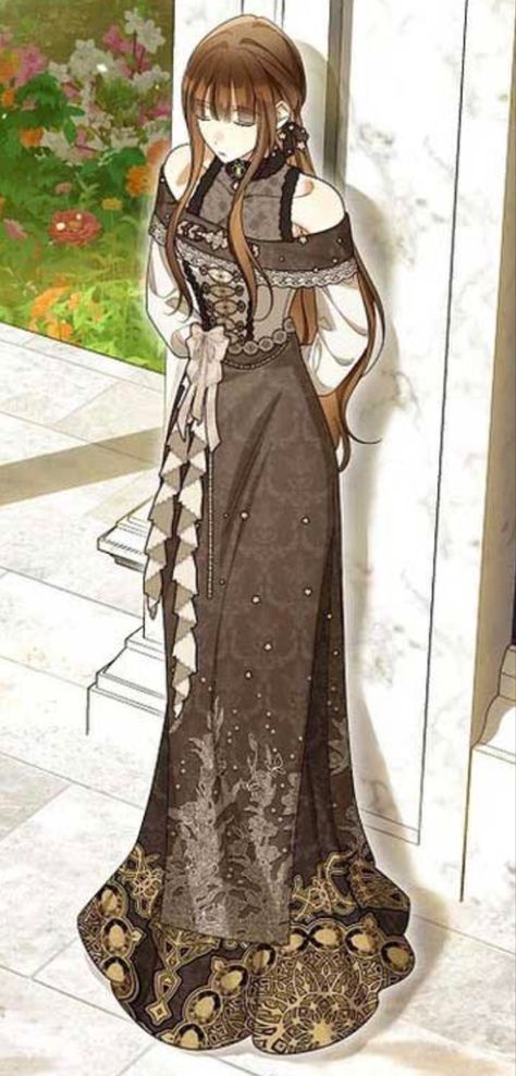 Victorian Anime Woman, Historical Manhwa Dress Design Sketches, Manwha Dresses Design, Anime Royalty Outfits, Manhwa Dress Designs, Manhwa Gowns, Royal Outfits Princesses, Modern Royalty Outfit, Manhwa Princess