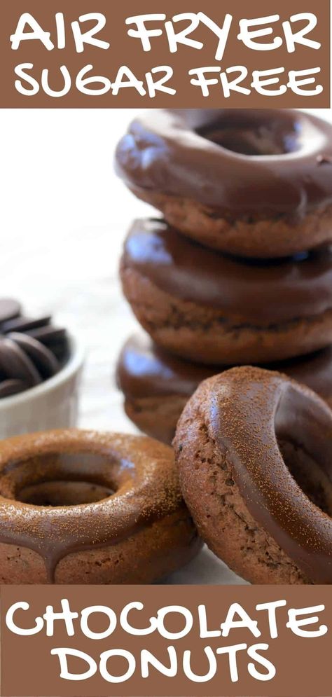 Air Fryer Chocolate Donuts (Sugar Free) Low Carb Donut, Keto Donuts, Peanut Flour, Keto Diet Breakfast, Paleo Sweets, Keto Friendly Desserts, Paleo Desserts, Low Carb Breakfast Recipes, Thm Recipes