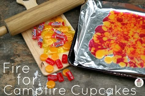 Camp Cookies, Fire Desserts, Campfire Cupcakes, Campfire Birthday, Cub Scout Cake, Campfire Cake, Fire Cake, Camping Cakes, Campfire Party