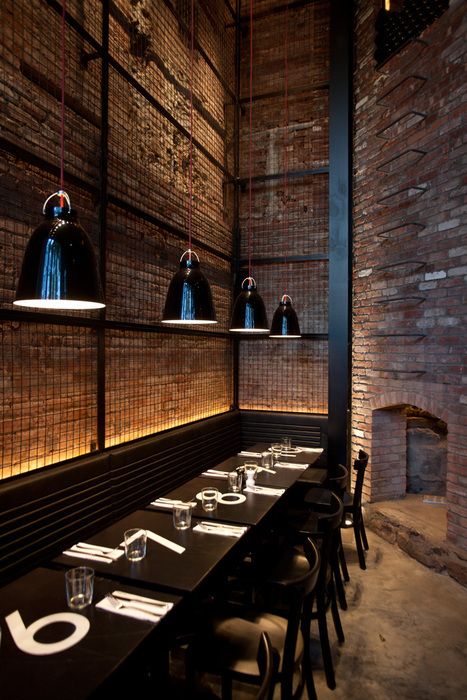 Caravaggio Black pendants by Lightyears at the Tartinery Nolita restaurant in New York. #allgoodthings #danish spotted by @missdesignsays French Industrial Decor, Restaurant Chandelier, Burger Bar, Modern Restaurant, Restaurant New York, Brick Walls, Bar Interior, Bar Design Restaurant, Restaurant Interior Design