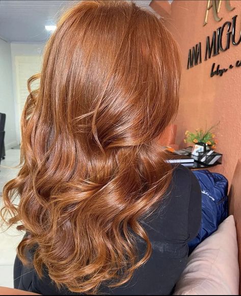 Copper Orange Brown Hair, Copper Red With Highlights, Red Autumn Hair, Bleach London Proper Copper, Caramel Ginger Hair, Light Brown Reddish Hair, Dark Ginger Hair With Blonde Highlights, Medium Golden Copper Hair, Copper Wavy Hair