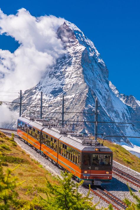 Take in the pure mountain air of the Swiss Alps with Viking Cruises on a cogwheel ride through the summits of Gornergrat and Zermatt, taking in sweeping views along the base of the Matterhorn. #myvikingstory #nature #travel #wanderlust #destinations #bucketlist #fall #autumn #spring #summer #rivercruise #cruise Zermatt Summer, Matterhorn Switzerland, Bernina Express, Swiss Travel Pass, The Matterhorn, Viking Cruises, Scenic Train Rides, Hiking Destinations, Interlaken