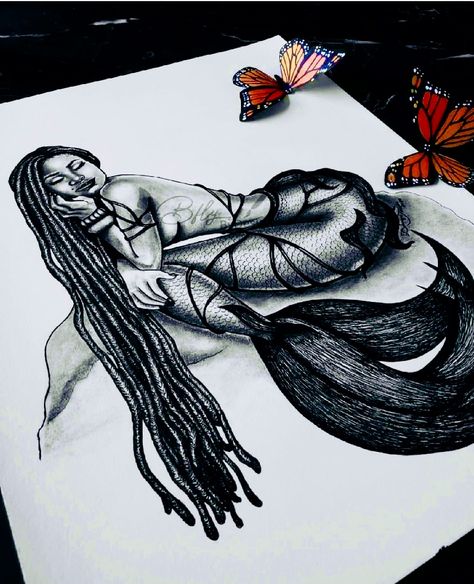 Dreadlock Tattoo Design, Black Aries Goddess Tattoo, Mermaid With Afro Tattoo, Maman Brigitte Tattoo, African Fairy Tattoo, Voodoo Sleeve Tattoo, Tattoo Of Black Woman With Afro, Black Aphrodite Tattoo, Black Libra Goddess Tattoo