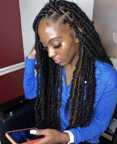 Braid Hairstyles Ideas, Butterfly Locs Crochet Hair, Butterfly Locs Crochet, Distressed Locs, Butterfly Locs, Locs Crochet, Big Box Braids Hairstyles, Beautiful Black Hair, Birthday Hairstyles