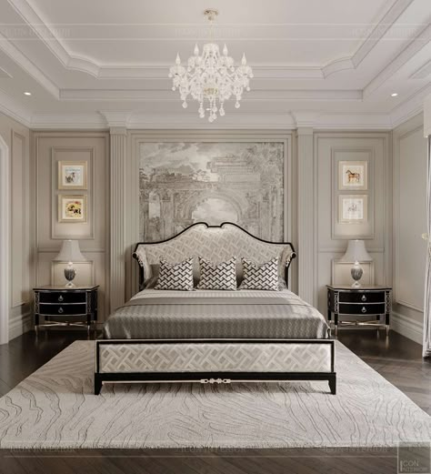 Luxury Neoclassical Interior, Neo Classical Interiors Bedroom, European Bedroom Aesthetic, American Classic Bedroom, Neo Classical Bedroom, Classical Bedroom, Luxe Bedroom, Luxury Bedroom Decor, Furniture Details Design