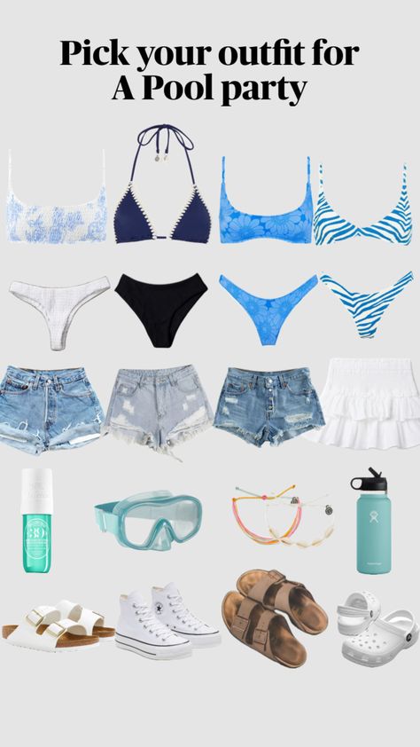 Pick your outfit for a pool party🌊🌺🌴 Summer Pool Party Outfit, Pick Your Outfit, Pool Party Outfit, Cute Summer Fits, Pool Outfits, Summery Outfits, Matching Outfits Best Friend, Pool Party Outfits, Outfit Upgrade