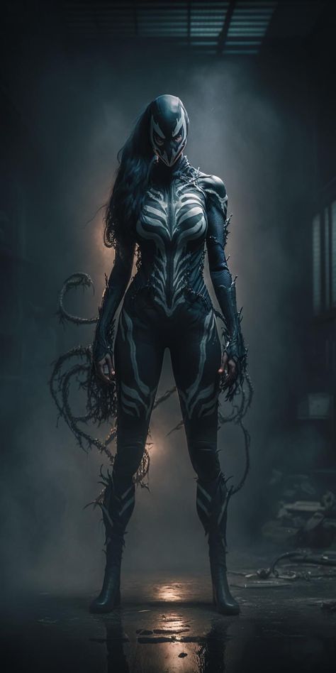 Female Venom Art, Venom Costume Female, Venom Women, Female Symbiote, Female Venom, Lady Venom, She Venom, Venom Girl, Venom Costume