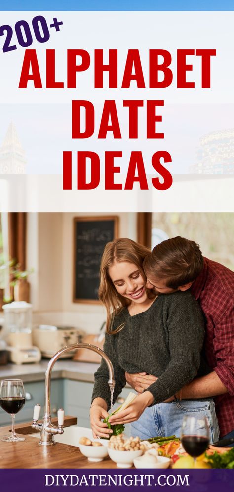 Have you and your partner fallen into a date night rut? It's so easy to get stuck in a cycle of dinner and a movie over and over. Alphabet dating is a fun way to add spontaneity and variety to your time together.

The concept is simple – come up with date ideas starting with each letter of the alphabet. To get you started, we've put together this list of our favorite alphabet date suggestions from A to Z.💟#LoveStory #RomanticEncounters #HeartfeltConnections #DateNightIdeas #SoulmateSearch #FlirtyFridays #CandlelitDinners #StarryEyedMoments #LoveQuotes #DreamyDates #WhisperedPromises #AmourAdventures Abc Date Night Ideas, Alphabet Date Night, Abc Date Ideas, Alphabet Date Ideas, First Date Rules, Alphabet Dating, Best Friend Dates, Unique Date Ideas, Date Activities